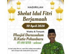 Ketua ICMI Muda Pekanbaru Khutbah Idul Fitri di Masjid Darussalam